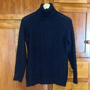 Vince Coastal Blue Cable Knit Turtleneck Sweater Size X-Small